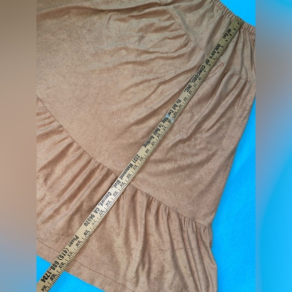 HANDMADE Tiered faux suede maxi skirt elastic stretchy waistband size M to L - Picture 9 of 12